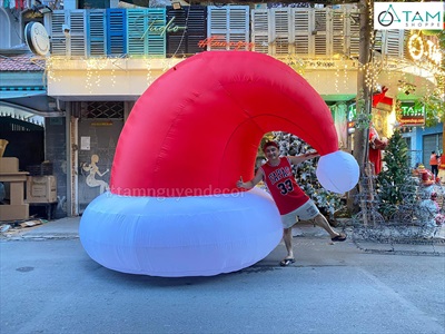 Nón Noel siêu to bơm hơi [Cao 2m - 3m - Căng đẹp] BOMHOI-X-07